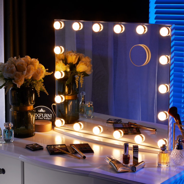 Latitude Run Vanity Mirror With Makeup Lights Large Hollywood